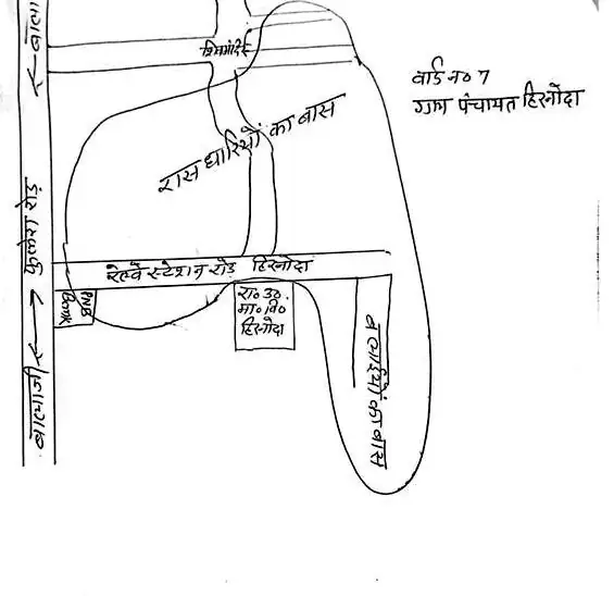 ग्राम पंचायत हिरनोदा वार्ड 7 का नक्शा